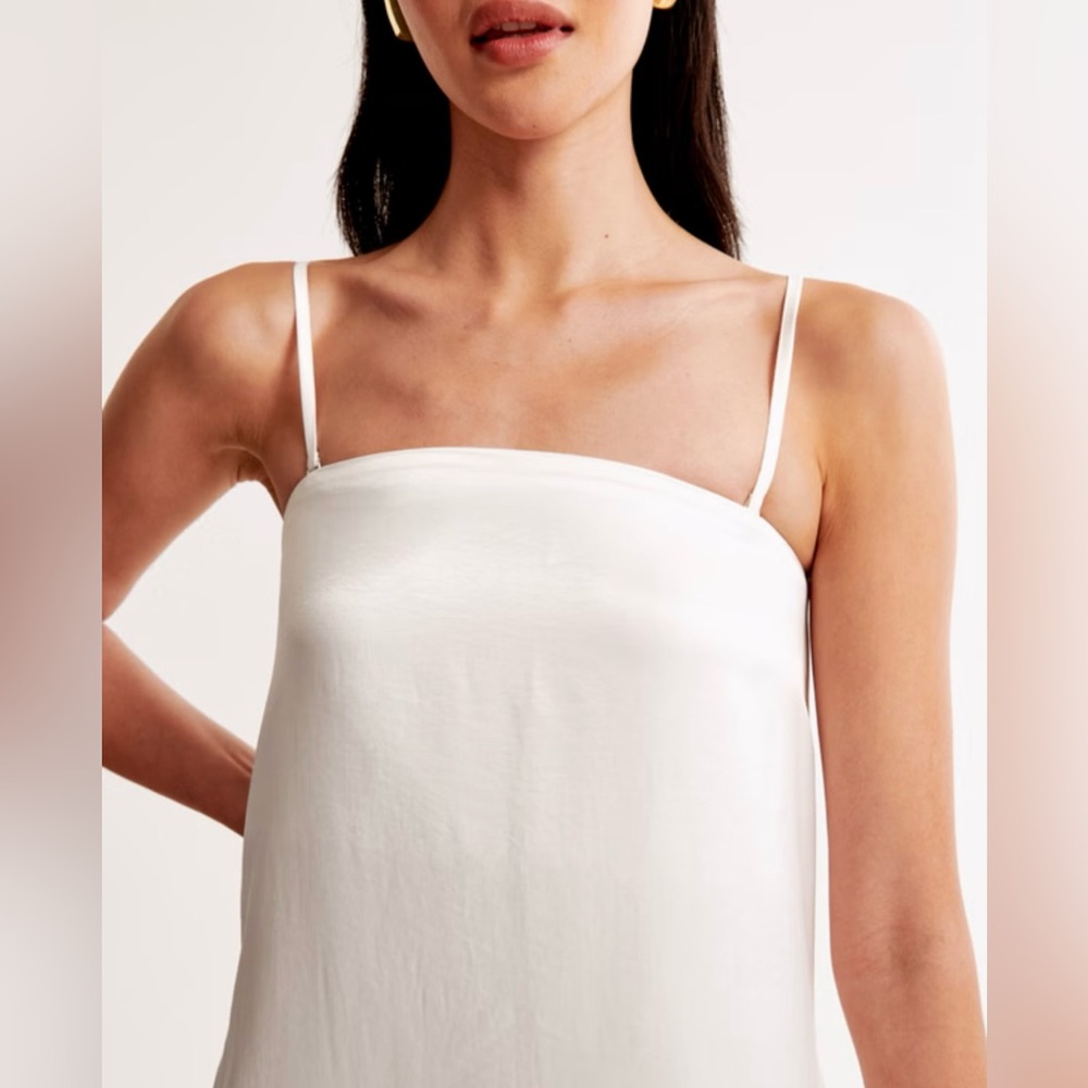 NWT {Abercrombie & Fitch} White Strapless Trapeze Maxi Dress - Picture 3 of 7